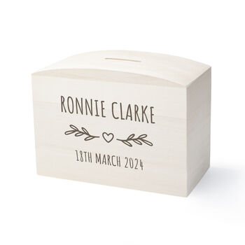 Personalised New Baby Wooden Money Box, 8 of 10