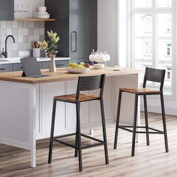 Set Of Two Breakfast Kitchen Bar Stools Counter Chairs, 3 of 12
