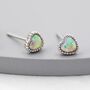 Sterling Silver Tiny Opal Heart Stud Earrings, thumbnail 4 of 11