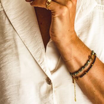 Four Leaf Clover Gemstone Gold Plated 18 K Bracelet Collection, 5 of 11
