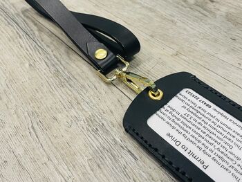 Personalised Black Leather ID Holder And Lanyard, 2 of 12