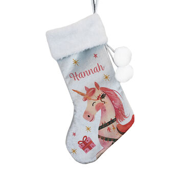 Christmas Stocking For Girls And Granddaughters Personalised Pink Unicorn, 3 of 4