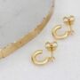 18ct Gold Plated Sterling Silver Huggie Hoop Crystal Earrings, thumbnail 1 of 6
