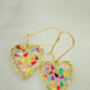 Disco Heart Earrings With Gold Sparkles, thumbnail 6 of 11