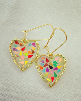 Disco Heart Earrings With Gold Sparkles, 6 of 11