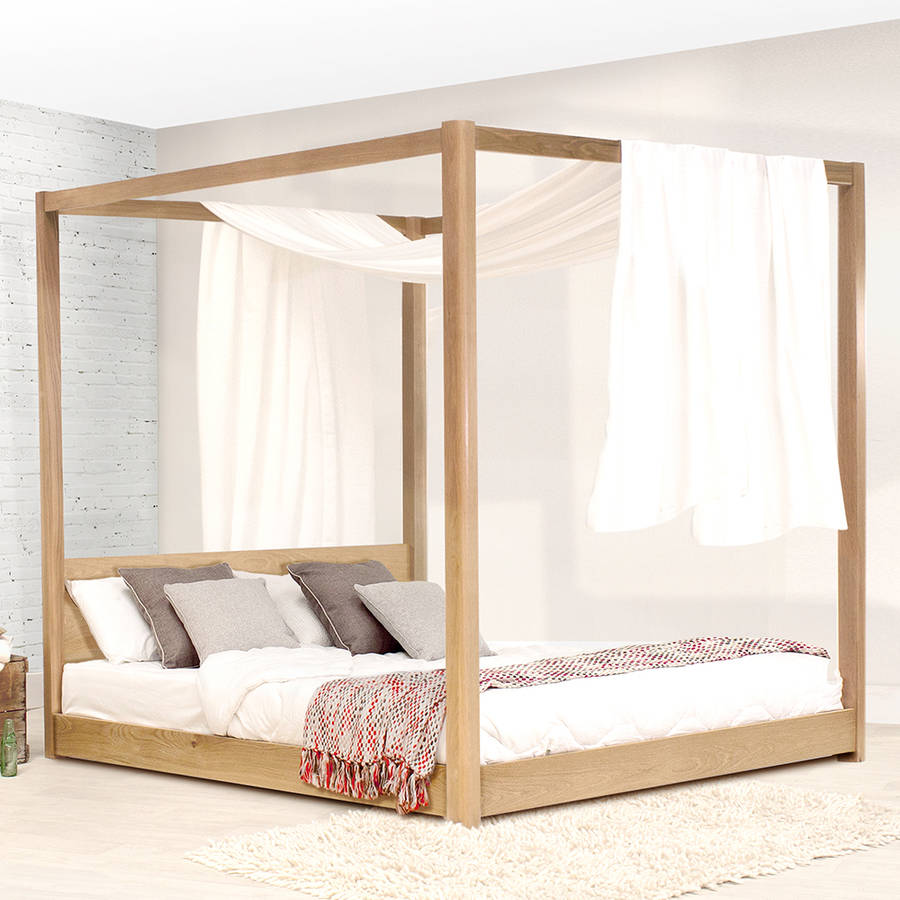 Low Wooden Four Poster Bed Frame, 1 of 6