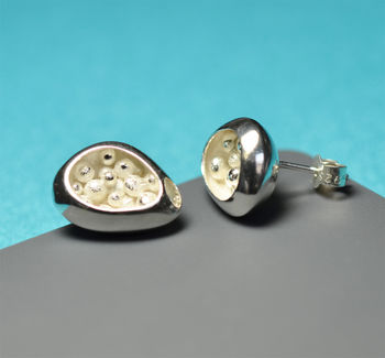 Sterling Silver Stud Earrings With Granulation, 2 of 6
