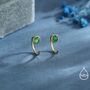 Sterling Silver Genuine Green Onyx Huggie Hoop Earrings, thumbnail 6 of 11