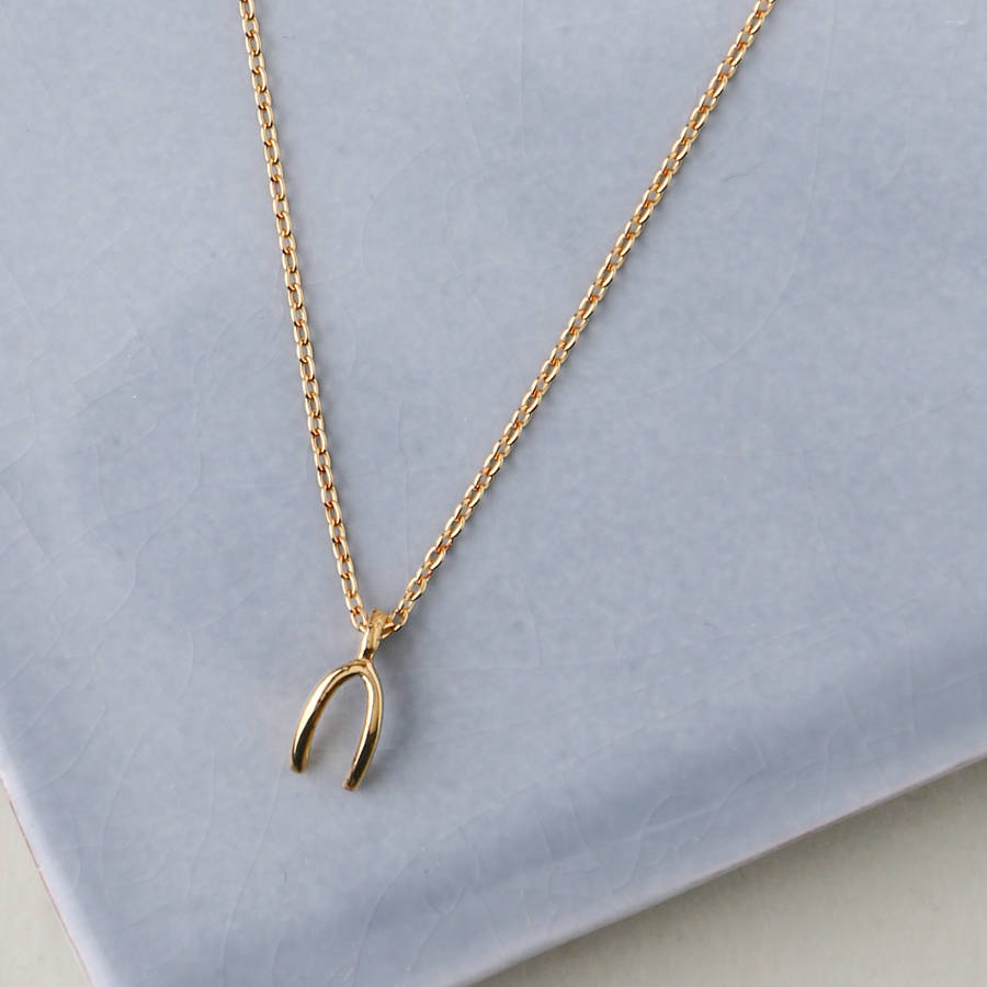Gold Plated Wishbone Necklace By ORELIA FINE