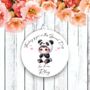 Personalised Cute Child Panda Hearts Decoration Gift, thumbnail 1 of 2