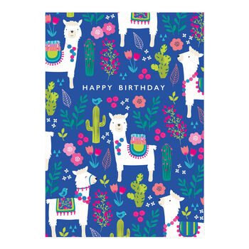 Happy Birthday Card Llama And Floral Pattern, 3 of 4