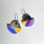 Handmade Leather Large Halfmoon With Pendent Earrings Marbled, thumbnail 3 of 10
