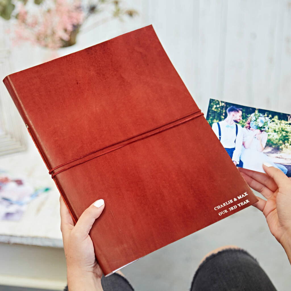 Personalised Anniversary Distressed Leather Photo Album, 1 of 12