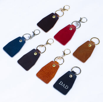Handmade Personalised Leather Keyring Made In Britain Boxed, 2 of 6