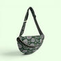 Cross Body Sling Bag | Green And White Block Print Floral Cotton, thumbnail 3 of 4