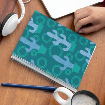 A5 Spiral Notebook Featuring A Blue Cactus Print, 2 of 2