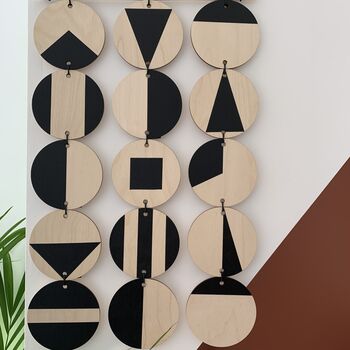 Black Geometric Wall Hanging Plywood Modern Art, 6 of 10