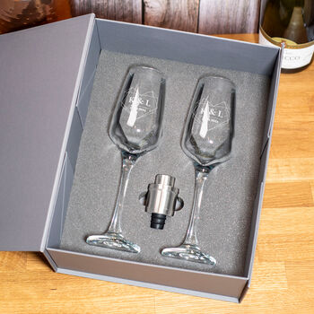 Geometric Heart Wedding Or Anniversary Champagne Flutes, 3 of 5