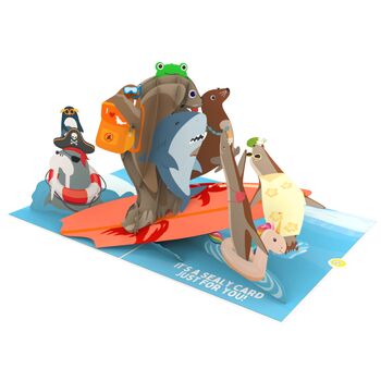 Sealy Card Just For You! Silly Seals 3D Pop Up Funny Birthday Anniversary Thank You Card For Him And Her, 3 of 7