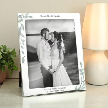 Personalised 10x8 Silver Botanical Couples Photo Frame, 2 of 5