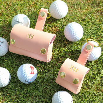 Personalised Hand Made Leather Golf Ball Holder Double, 5 of 12