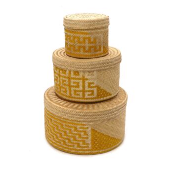 Woven Natural Straw Yellow Baskets, 2 of 9