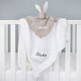Personalised Bunny Comforter And Cable Blanket White, thumbnail 5 of 12