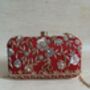 Red Embroidered Rectangular Clutch Bag, thumbnail 6 of 11