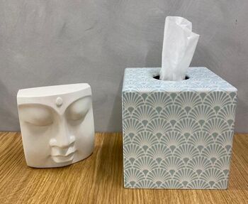 Wooden Tissue Box Cover Sky Blue Art Deco, 2 of 3