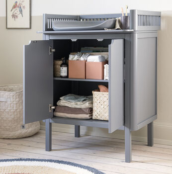 Charcoal Grey Beech Wood Changing Unit, 4 of 4