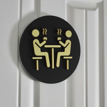 Dining Room/ Kitchen Door Sign In Matte Black Acrylic With Raised Design, 3 of 4