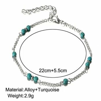 Silver Plated Summer Turquoise Beaded Anklet, 4 of 5