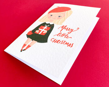 Personalised Little Girl Christmas Greetings Card, 5 of 7