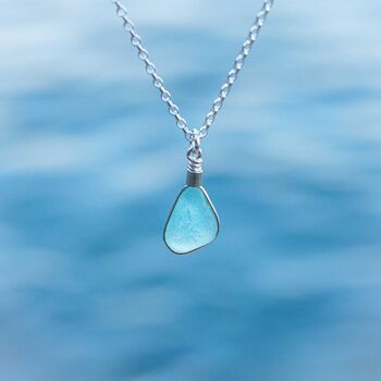 Cornish Sea Glass Pendant Aqua, 5 of 8