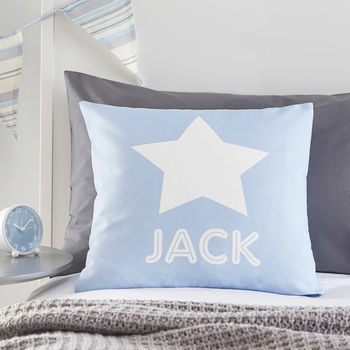 Personalised Scandi Blue Star Cushion, 2 of 3