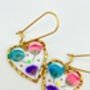 Heart Earrings With Colourful Gypsophila Flowers, thumbnail 2 of 11