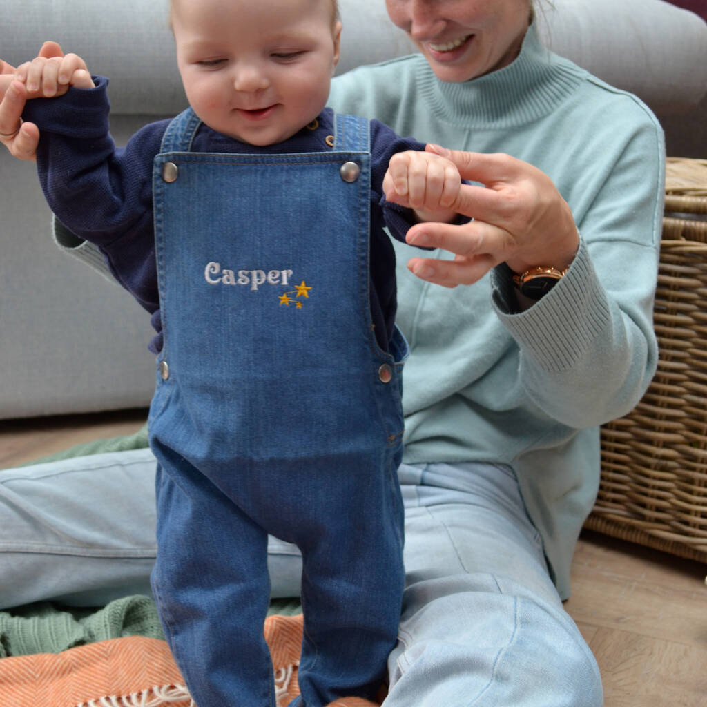 Embroidered Star Personalised Dungarees, 1 of 2
