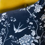 Luxury Soft Velvet Cushion Swallow Birds Flowers Blue, thumbnail 3 of 6