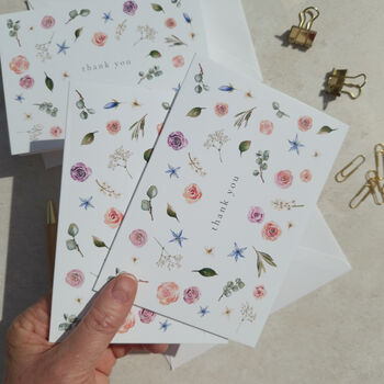 Blush Pink Roses, Gypsophila And Eucalyptus Thank You Cards, 4 of 8