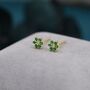 Emerald Green Cz Flower Stud Earrings Sterling Silver, thumbnail 6 of 10