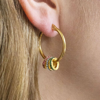 Hoop Earrings With Family Birthstone Rings, 2 of 9