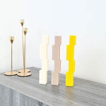 Colourful Block Pillar Candle Geometric Dinner Candles, 4 of 6