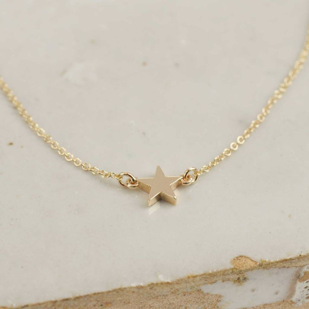 Little Solid Gold Star Necklace, 1 of 6