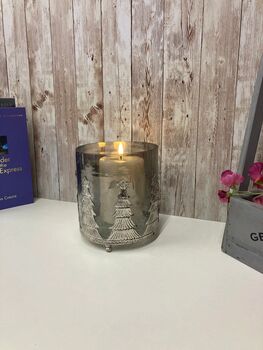 Large 15cm Silver Tealight Candle Holder Stand Glass And Metal Tree Design, 7 of 7