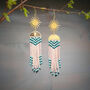 'Jay' Hand Beaded Feather Inspired Earrings, thumbnail 1 of 5