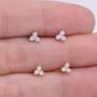 Very Tiny Three Dot Trio Stud Earrings, thumbnail 4 of 12