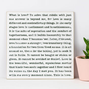 Meaning Of Love Wooden Plaque With Original Poem Verse, 4 of 4
