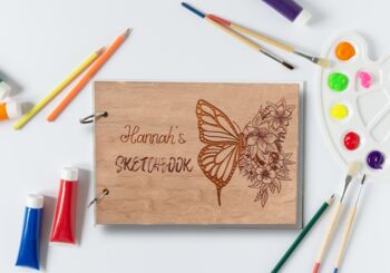 Personalised Wooden Sketchbook Floral Bee, 5 of 9