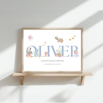 Under The Sea Name Print, Boy Nursery Ocean Name Print, 2 of 5