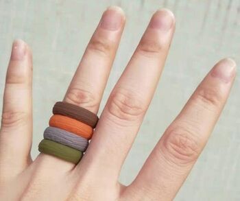 Handmade Thin Silicone Wood Effect Ladies Ring, 4 of 9